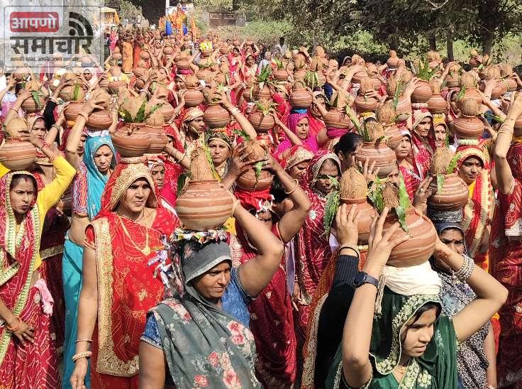 बेगूं में विराट हिंदू सम्मेलन का भव्य आयोजन, कलश यात्रा में उमड़ी श्रद्धालुओं की भीड़।